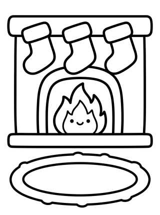 Warm and Cozy Fireplace para colorir Desenho de Warm and Cozy Fireplace para colorir e imprimir grátis