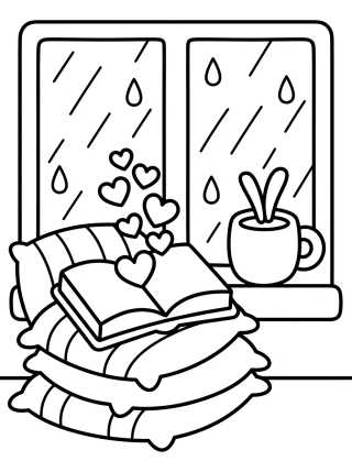 Reading by the Window para colorir Desenho de Reading by the Window para colorir e imprimir grátis