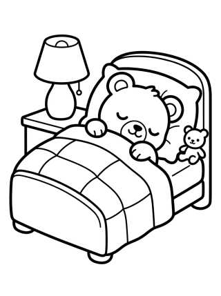 Bear's Cozy Bedroom para colorir Desenho de Bear's Cozy Bedroom para colorir e imprimir grátis