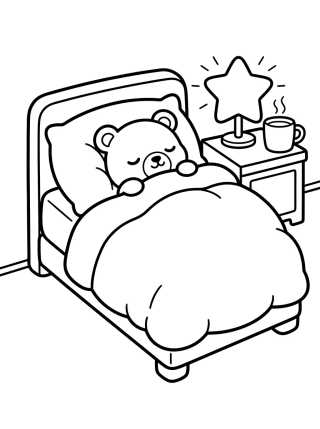 Cozy Bear's Bedroom para colorir Desenho de Cozy Bear's Bedroom para colorir e imprimir grátis
