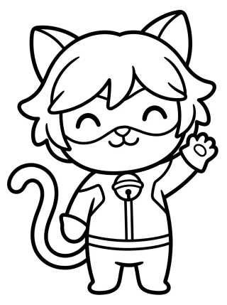 Smiling Chibi Cat Noir para colorir Desenho de Smiling Chibi Cat Noir para colorir e imprimir grátis