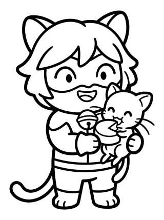 Cat Noir with Plagg para colorir Desenho de Cat Noir with Plagg para colorir e imprimir grátis