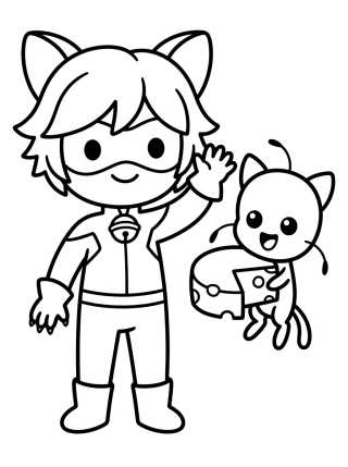 Cat Noir with Plagg para colorir Desenho de Cat Noir with Plagg para colorir e imprimir grátis