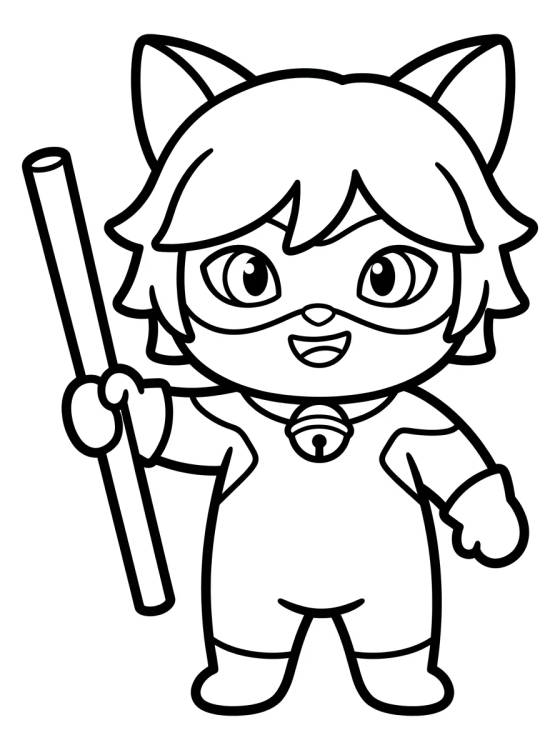 Cat Noir with his Staff para colorir Desenho de Cat Noir with his Staff para colorir e imprimir grátis