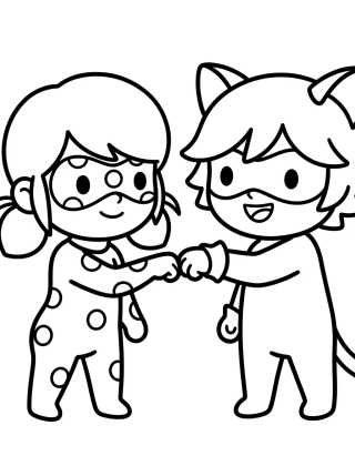 Cat Noir and Ladybug Together para colorir Desenho de Cat Noir and Ladybug Together para colorir e imprimir grátis