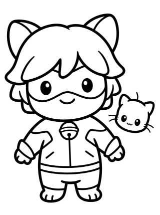 Cat Noir and Kwami Plagg para colorir Desenho de Cat Noir and Kwami Plagg para colorir e imprimir grátis