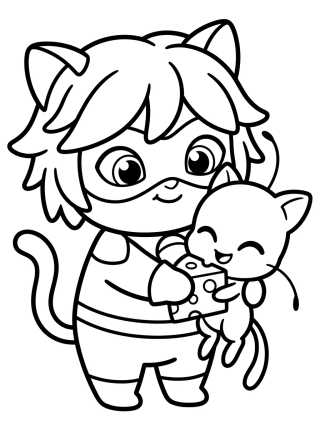 Cute Cat Noir and Plagg para colorir Desenho de Cute Cat Noir and Plagg para colorir e imprimir grátis