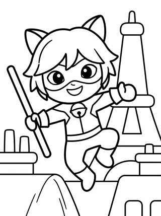 Cat Noir Heroic Action para colorir Desenho de Cat Noir Heroic Action para colorir e imprimir grátis