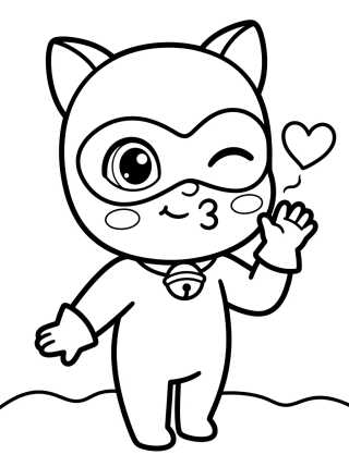 Cat Noir Blowing a Kiss para colorir Desenho de Cat Noir Blowing a Kiss para colorir e imprimir grátis