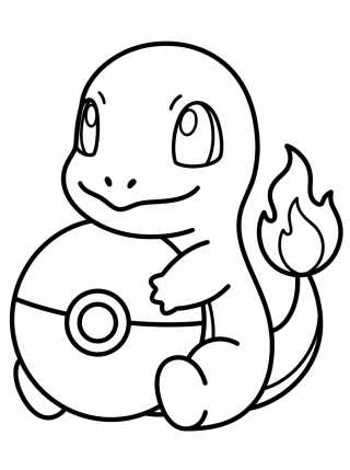 Charmander Hugging a Poké Ball para colorir Desenho de Charmander Hugging a Poké Ball para colorir e imprimir grátis