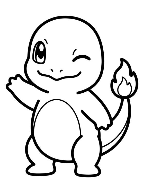 Happy Waving Charmander para colorir Desenho de Happy Waving Charmander para colorir e imprimir grátis