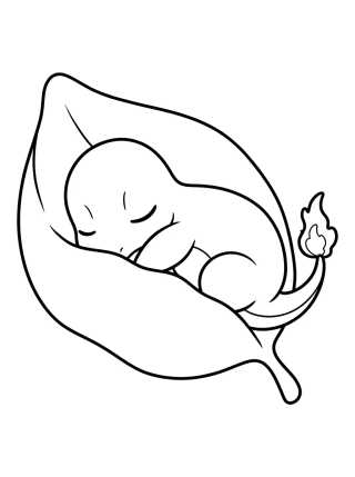 Sleeping Baby Charmander para colorir Desenho de Sleeping Baby Charmander para colorir e imprimir grátis