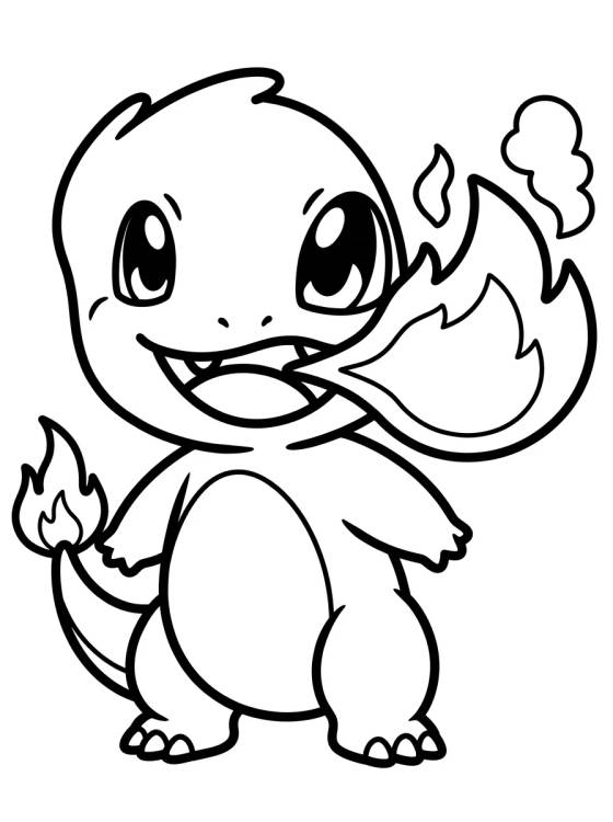 Baby Charmander Breathing Fire para colorir Desenho de Baby Charmander Breathing Fire para colorir e imprimir grátis