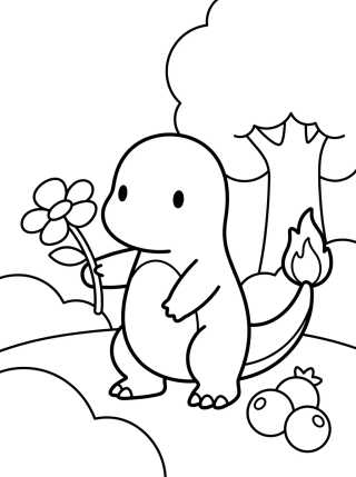 Charmander Playing in the Forest para colorir Desenho de Charmander Playing in the Forest para colorir e imprimir grátis