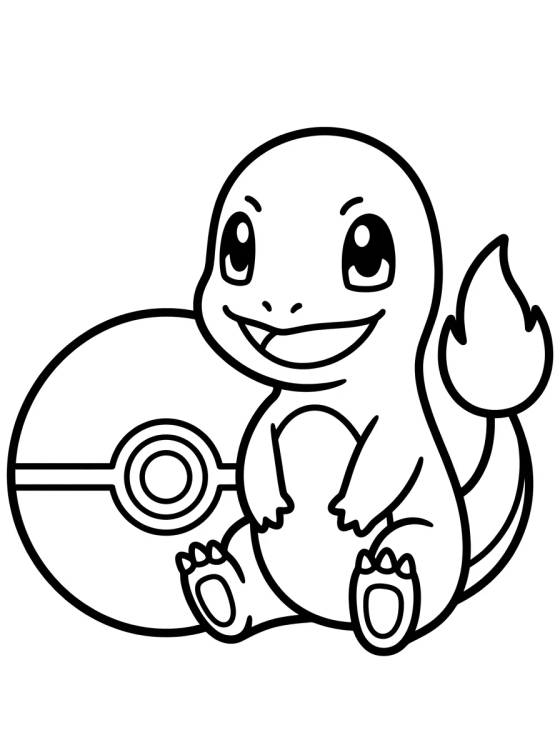 Charmander with Poké Ball para colorir Desenho de Charmander with Poké Ball para colorir e imprimir grátis