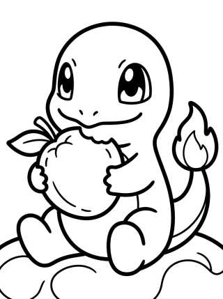 Charmander Eating a Berry para colorir Desenho de Charmander Eating a Berry para colorir e imprimir grátis