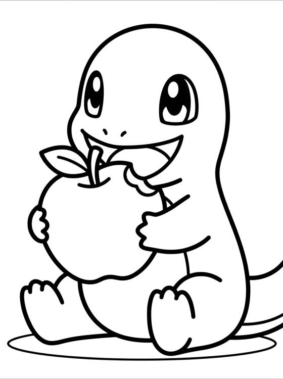 Charmander Eating an Apple para colorir Desenho de Charmander Eating an Apple para colorir e imprimir grátis