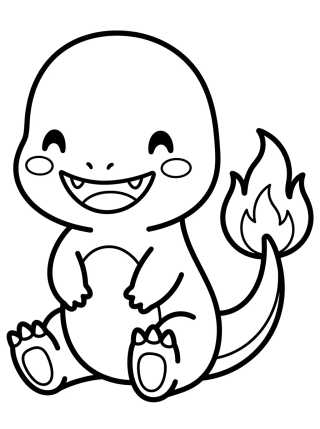 Cute Smiling Charmander para colorir Desenho de Cute Smiling Charmander para colorir e imprimir grátis