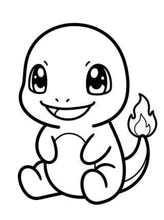 Cute Smiling Charmander para colorir Desenho de Cute Smiling Charmander para colorir e imprimir grátis