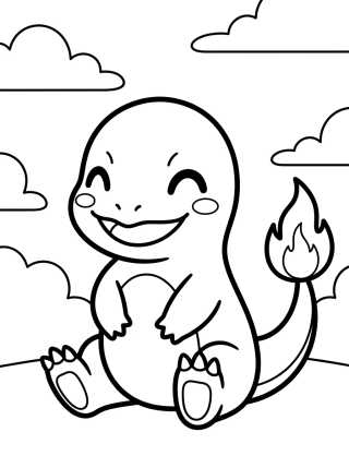 Happy and Cute Charmander para colorir Desenho de Happy and Cute Charmander para colorir e imprimir grátis