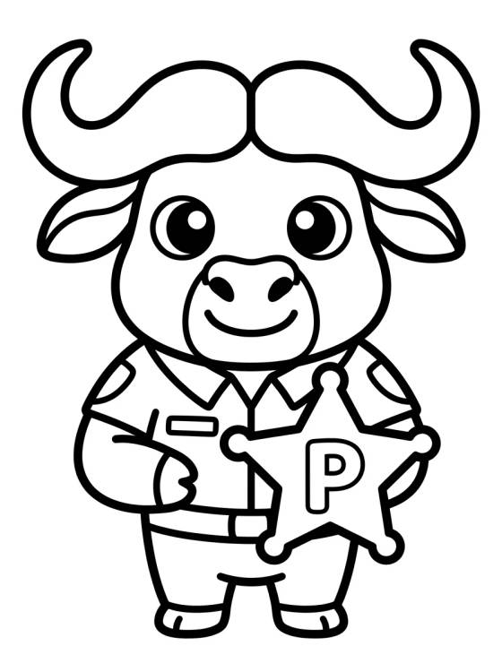 Chief Bogo with Police Badge para colorir Desenho de Chief Bogo with Police Badge para colorir e imprimir grátis