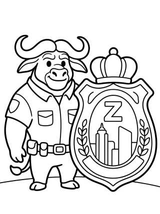 Chief Bogo with Police Badge para colorir Desenho de Chief Bogo with Police Badge para colorir e imprimir grátis