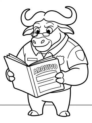 Chief Bogo with Glasses Reading File para colorir Desenho de Chief Bogo with Glasses Reading File para colorir e imprimir grátis