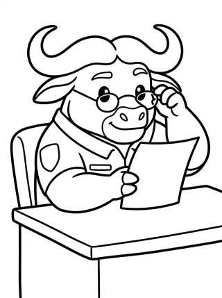 Chief Bogo Reading with Glasses para colorir Desenho de Chief Bogo Reading with Glasses para colorir e imprimir grátis