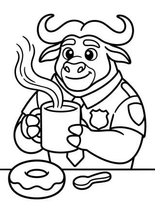 Chief Bogo Drinking Coffee para colorir Desenho de Chief Bogo Drinking Coffee para colorir e imprimir grátis