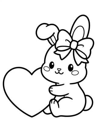 Baby Bunny with a Bow para colorir Desenho de Baby Bunny with a Bow para colorir e imprimir grátis