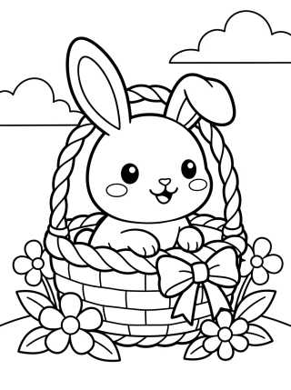 Baby Bunny in a Basket para colorir Desenho de Baby Bunny in a Basket para colorir e imprimir grátis