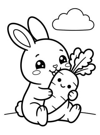 Bunny Eating a Carrot para colorir Desenho de Bunny Eating a Carrot para colorir e imprimir grátis