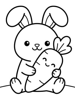Coleção de desenhos para colorir: Cute Bunny Coloring Pages