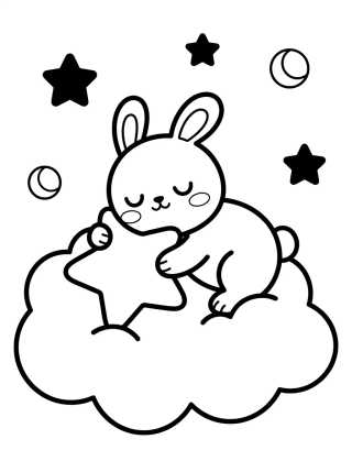 Bunny Sleeping on a Cloud para colorir Desenho de Bunny Sleeping on a Cloud para colorir e imprimir grátis