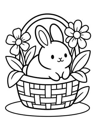 Bunny in a Flower Basket para colorir Desenho de Bunny in a Flower Basket para colorir e imprimir grátis