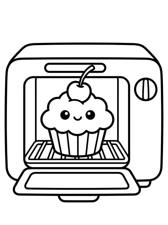 Charming Cupcake in the Oven para colorir Desenho de Charming Cupcake in the Oven para colorir e imprimir grátis