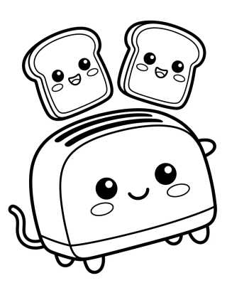 Cheerful Toaster and Smiling Toast para colorir Desenho de Cheerful Toaster and Smiling Toast para colorir e imprimir grátis