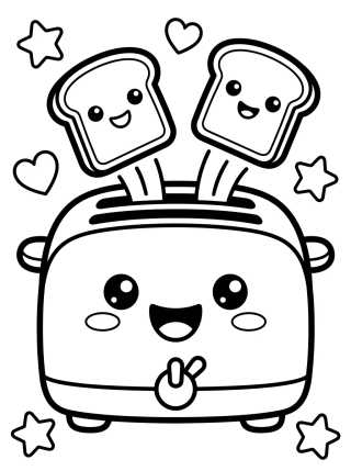 Happy Toaster with Toast para colorir Desenho de Happy Toaster with Toast para colorir e imprimir grátis