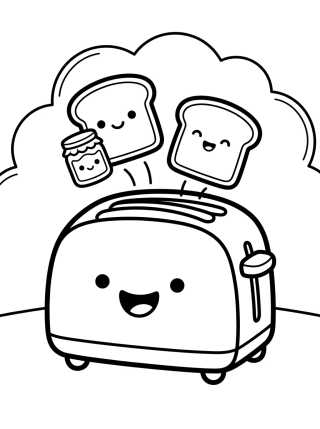 Happy Toaster and Sweet Toast para colorir Desenho de Happy Toaster and Sweet Toast para colorir e imprimir grátis