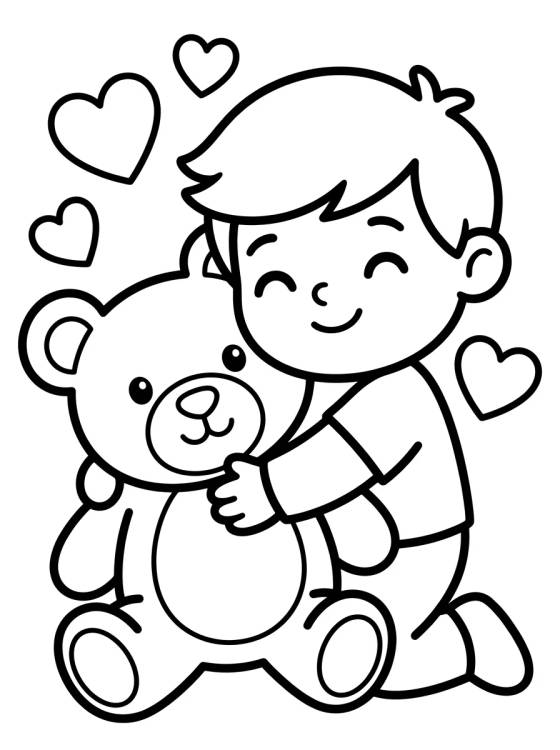 Dan Hugging a Teddy Bear para colorir Desenho de Dan Hugging a Teddy Bear para colorir e imprimir grátis