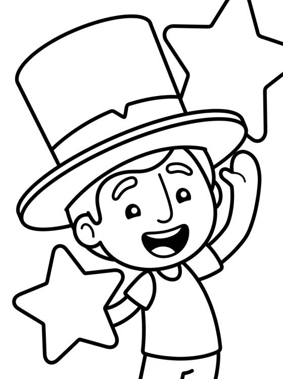Dan Playing with the Top Hat para colorir Desenho de Dan Playing with the Top Hat para colorir e imprimir grátis
