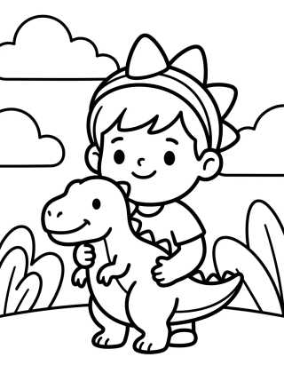 Dan Playing Dinosaur para colorir Desenho de Dan Playing Dinosaur para colorir e imprimir grátis
