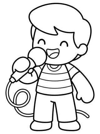 Dan Singing with Microphone para colorir Desenho de Dan Singing with Microphone para colorir e imprimir grátis