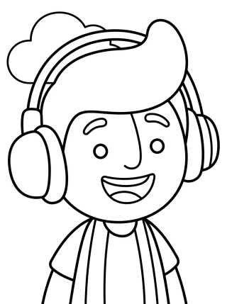 Dan with His Headphones para colorir Desenho de Dan with His Headphones para colorir e imprimir grátis