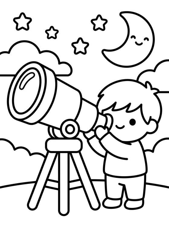 Dan and the Star Telescope para colorir Desenho de Dan and the Star Telescope para colorir e imprimir grátis