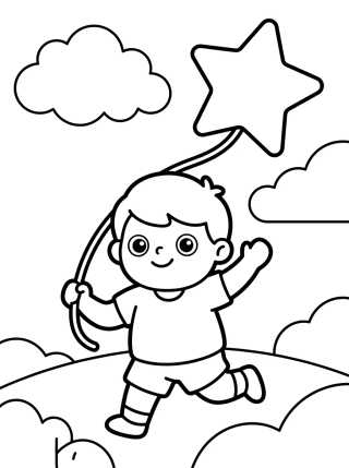 Dan Flying a Kite para colorir Desenho de Dan Flying a Kite para colorir e imprimir grátis