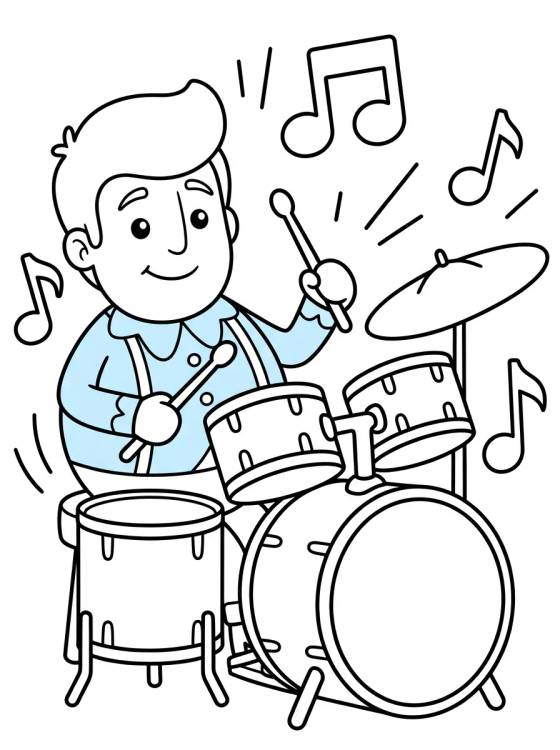 Dan Playing the Drums para colorir Desenho de Dan Playing the Drums para colorir e imprimir grátis