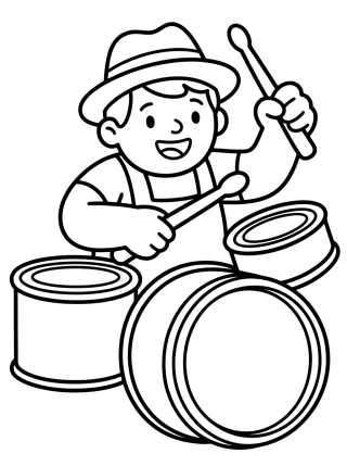 Dan Playing the Drums para colorir Desenho de Dan Playing the Drums para colorir e imprimir grátis