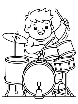Dan Playing the Drums para colorir Desenho de Dan Playing the Drums para colorir e imprimir grátis