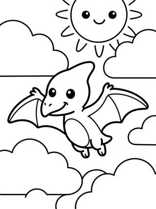 Baby Pterodactyl Flying para colorir Desenho de Baby Pterodactyl Flying para colorir e imprimir grátis